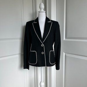 JONES NEW YORK SUIT JACKET BLACK WITH WHITE DETAIL - LINEN - SIZE 4